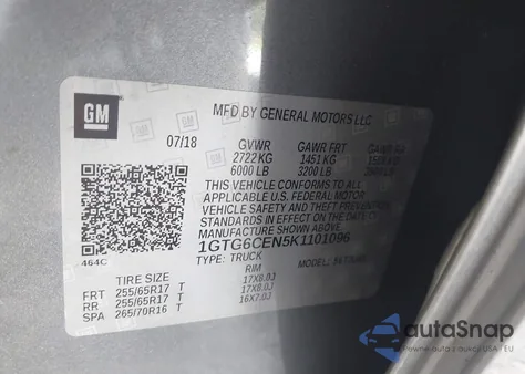 2019 GMC Canyon Sle z USA, uszkodzony, nr VIN 1GTG6CEN5K1101096